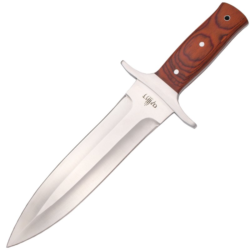Jagdmesser Sauenpfänger mit satinierter Stahlklinge Holzgriff